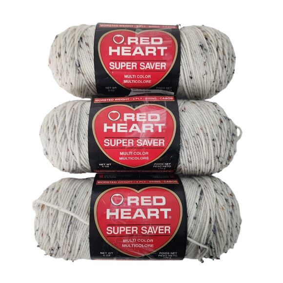 Red Heart Super Saver Yarn LOT of 3 #4313 Aran Fleck Acrylic 6 Oz - Picture 1 of 4